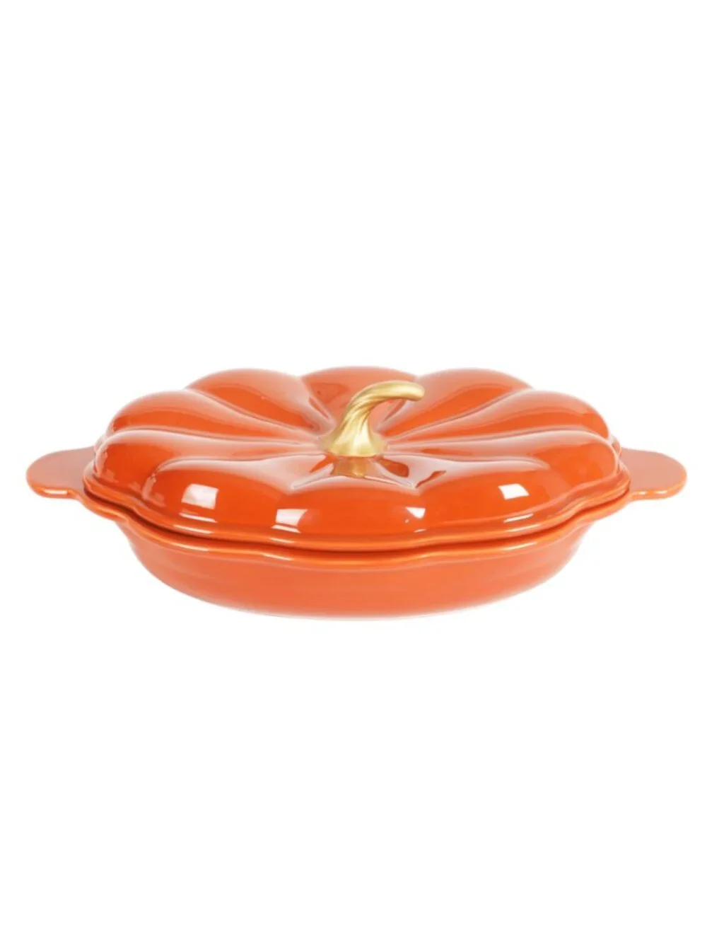 The Pioneer Woman Home Orange 3-Quart Oval Pumpkin Dish Stoneware Baker with Lid